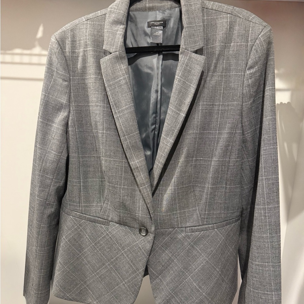 Ann Taylor Gray Blazer Modern Fit Suit Jacket